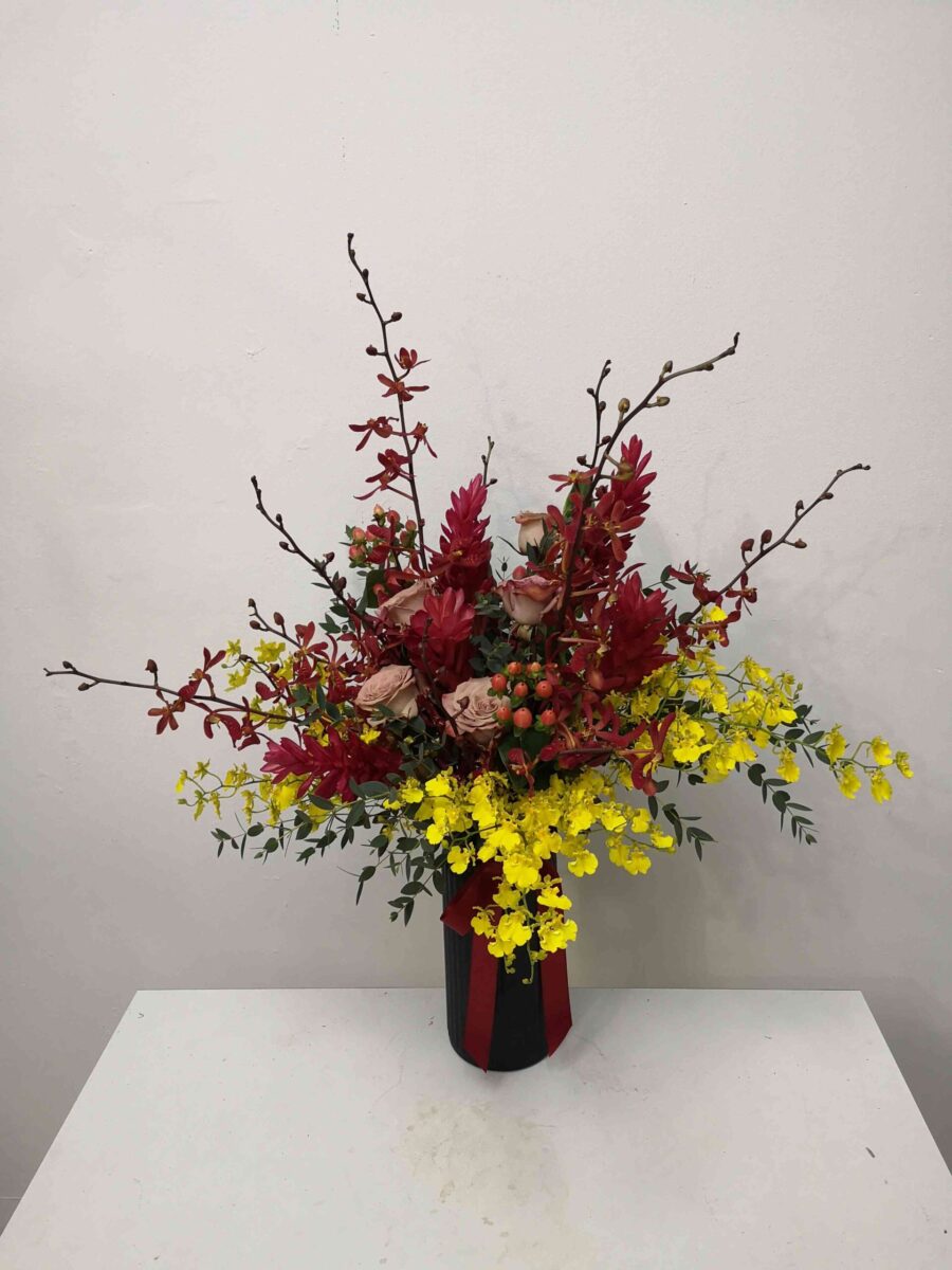 Vibrant Red & Yellow Orchid