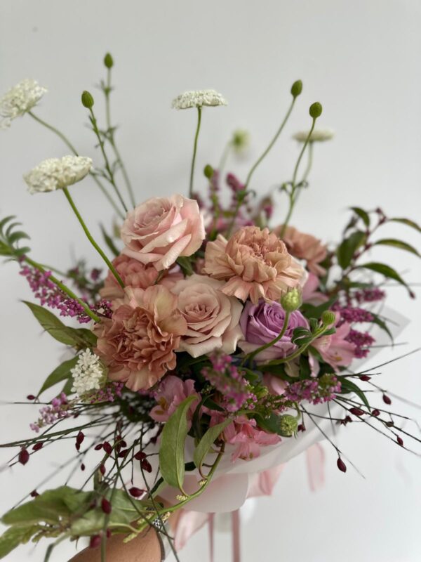 Romantic Pink Roses Wedding Bouquet
